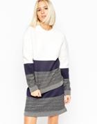 Asos White Cable Panel Sweat Top - Multi