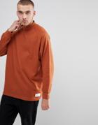Fairplay Oversized Raglan Turtleneck Long Sleeve T-shirt - Orange