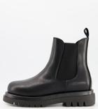 Truffle Collection Wide Fit Chunky Chelsea Boots In Black Faux Leather