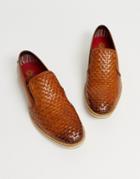 Base London Woven Loafers In Tan Leather