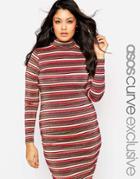 Asos Curve Top With High Neck In Sparkle Stripe - Co-ord - Multi