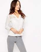Only V-neck Top With Shoudler Cut Out Detail - Cloud Dancer