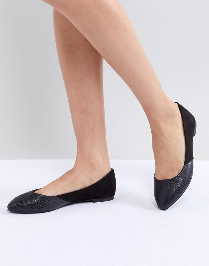 Oasis Pointed Toe Flat - Black