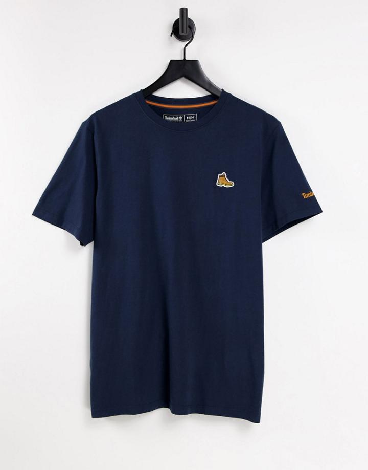 Timberland Boot Logo T-shirt In Navy