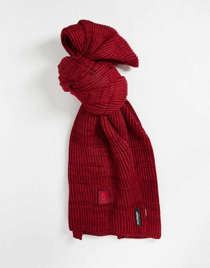 Bolongaro Trevor Ribbed Knitted Scarf In Burgundy-red
