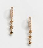 Orelia Gold Plated Pave Huggie Hoop Earring With Star Drop - Gold