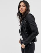 Y.a.s Sophie Soft Leather Biker Jacket-black