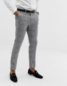 Avail London Slim Fit Prince Of Wales Check Suit Pants In Black And White - Black