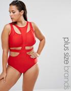 Monif C Red Cut Out Swimsuit - Red