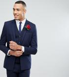 Asos Tall Wedding Skinny Suit Jacket With Square Hem In Navy - Navy