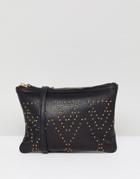 Urbancode Leather Cross Body Bag With Pin Studs - Black