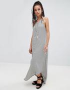 Nytt Jersey Striped Waterfall Maxi Dress - Gray