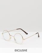 Reclaimed Vintage Glasses With Clear Lens - Gold