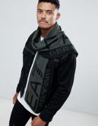 Ea7 Train Visibility Logo Scarf In Khaki - Green