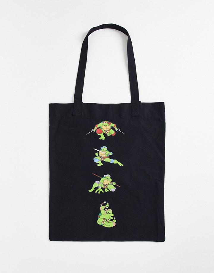 Asos Design Tote Bag With Ninja Turtles Print In Black