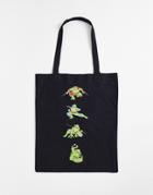 Asos Design Tote Bag With Ninja Turtles Print In Black
