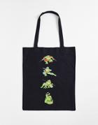 Asos Design Tote Bag With Ninja Turtles Print In Black