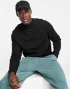 Asos Design Sweatshirt With Turtle Neck In Black