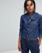 Max & Co Denim Ruffle Shirt Co-ord - Blue