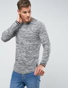 Mango Man Longline Space Dye Sweater In Gray - Gray