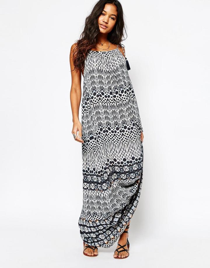 Star Mela Agni Print Maxi Dress With Tassle Tie Straps