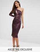 Asos Tall Red Carpet Lace Paneled Pencil Dress - Purple