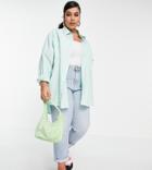 Collusion Plus Exclusive Color Organic Cotton Oversized Shirt In Light Green