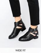 Asos Arabella Wide Fit Cut Out Leather Boots - Black