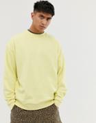 Asos Design Oversized Sweatshirt In Pale Yellow - Yellow