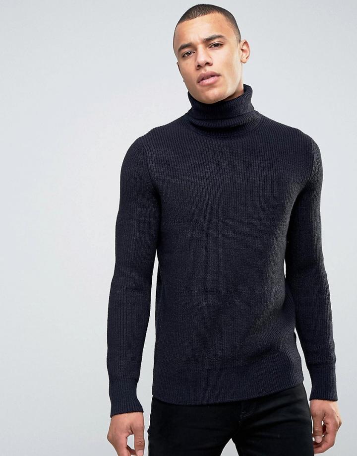 New Look Fisherman Sweater In Navy - Navy