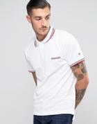 Lambretta Tipping Pique Polo With Target Logo - White