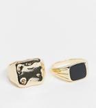Designb London 2 Pack Signet Rings In Gold Exclusive To Asos