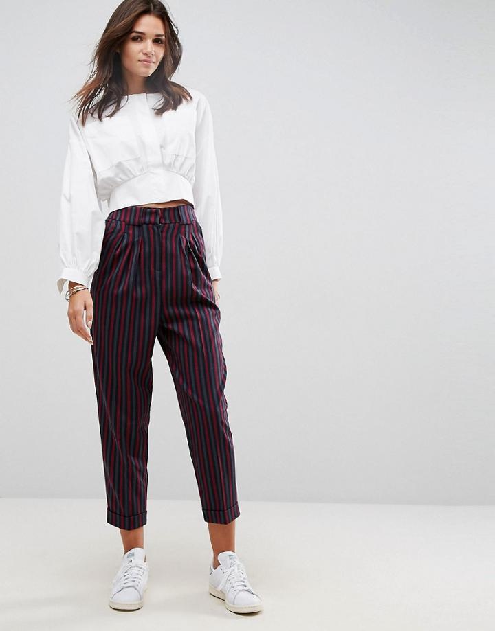 Asos Tailored Mansy Peg Pants In Colored Stripe - Multi