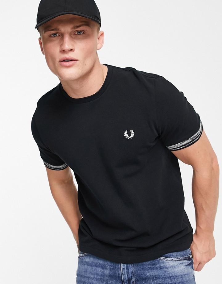 Fred Perry T-shirt With Space Dye Tipping In Black
