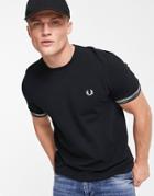 Fred Perry T-shirt With Space Dye Tipping In Black