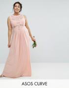 Asos Curve Wedding Lace Top Pleated Maxi Dress - Pink