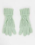 Boardmans Cable Knitted Gloves In Mint-green