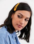 Monki Beaded Hairclip In Amber-orange