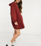 Asos Design Maternity Oversized Mini Sweatshirt Hoodie Dress In Oxblood-red