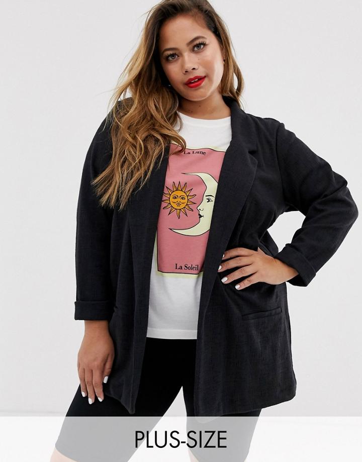 New Look Curve Stretch Blazer In Black - Black