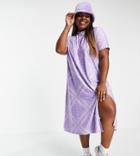 Urban Threads Plus Long T-shirt Dress In Bandana Print-purple