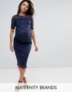Bluebelle Maternity All Over Lace Bodycon Dress - Navy