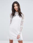Vila High Neck Long Sleeve Dress - White