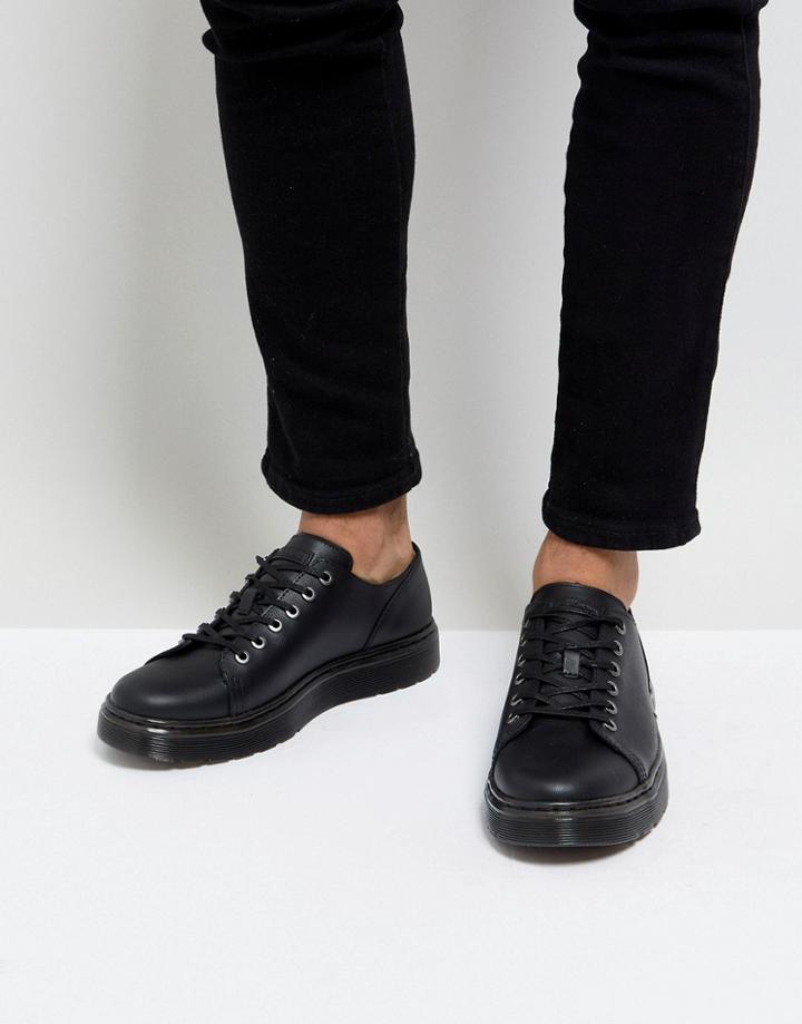Dr Martens Dante Straw Grain Leather 6 Eye Shoes - Black