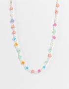 Madein Faux Pearl And Flower Beaded Necklace-multi