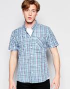 D-struct Short Sleeve Checked Shirt - Blue