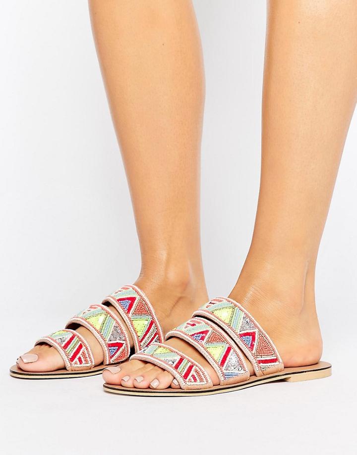 Faith Solo Fabia Beaded Flat Sandals - Multi