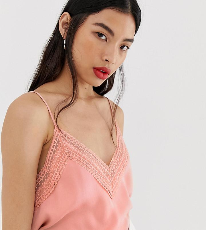 Stradivarius Lace Trim Cami Top In Pink - Pink