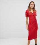 New Look Rib Button Through Dress-red