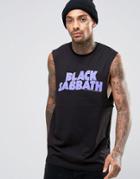 Asos Black Sabbath Sleeveless T-shirt With Dropped Armhole - Black